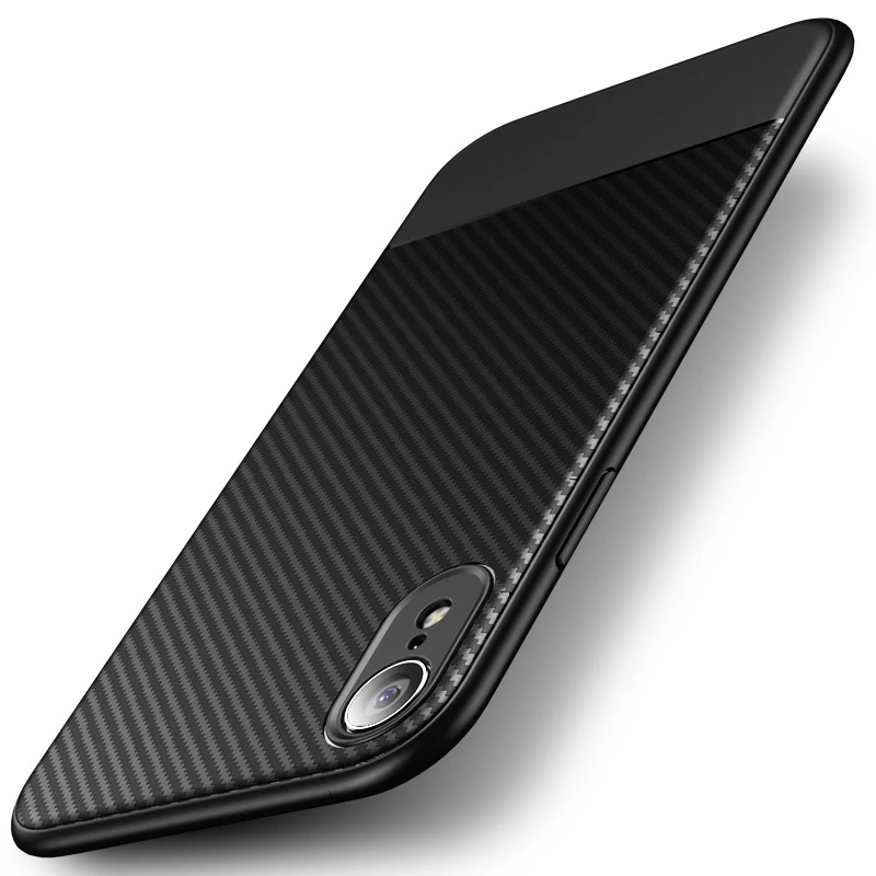 

1Pcs Luxury Mobile Phone Cases for iPhone XR XS XSMAX 7PLUS 8P 6P 5s 5se Silicone Drop Protection Gel carbon fiber Soft Shell