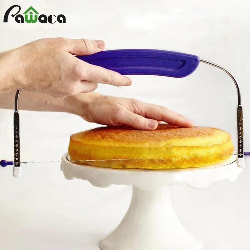 

Adjustable Cake Leveler Cutter Slicer Layer with Stainless Steel Wires and Handle Pizza Dough Cutter Trimmer Knife Baking Tools