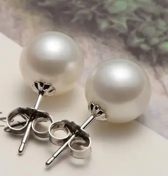 

PAIR OF HUGE 13-14MM NATURAL SOUTH SEA GENUINE WHITE ROUND PEARL EARRING 14k