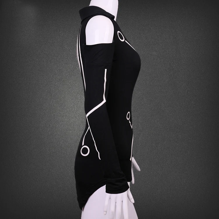 CostumeBuy Tron: Legacy Quorra костюмы для косплея для взрослых женская черная рубашка с длинным рукавом Хэллоуин Карнавальный Костюм