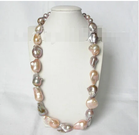 

ONLY HUGE 23" 33mm natural luster purple pink Reborn keshi pearls necklace j8587^^^@^Noble style Natural Fine jewe FREE SHIPPING