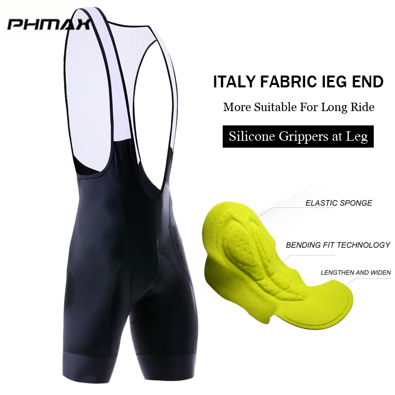 

PHMAX 8CM Italy Silicon Grippers at Leg Classic Bib Cycling Shorts Race Bicycle Bottom Ropa Ciclismo Bike Pants With Pro 5D Pad