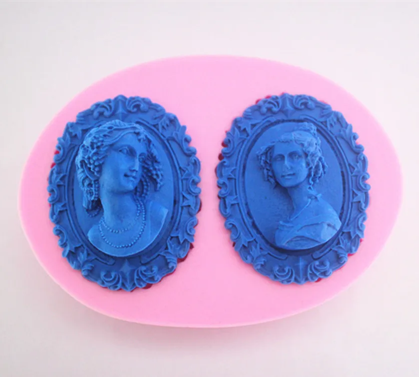 

LARGE Cameo lady brooch style Cabochon candy Mold, Sugarcraft fondant gunpasted, 11x8x2cm FM140