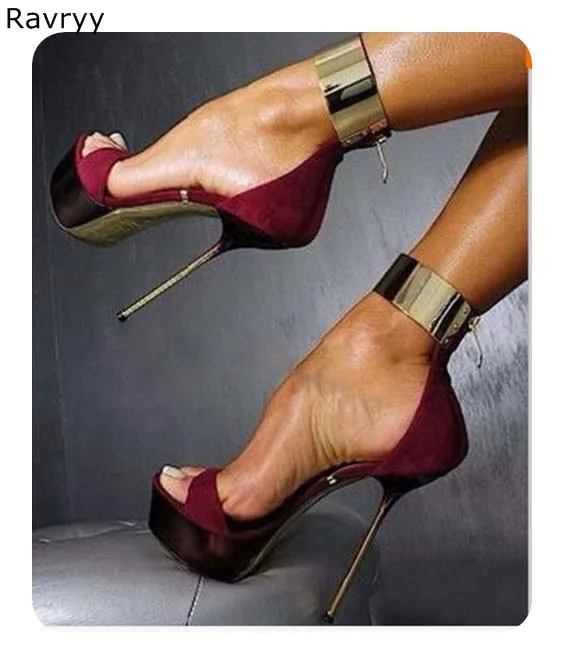 Metal Ankle Strap woman's high heels platform heels cover heel sexy