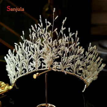 

Gorgeous Bridal Wedding Party Jewelry Crown Handmade Beading Girls Birthday Party Hair Wear coroa de noiva H224