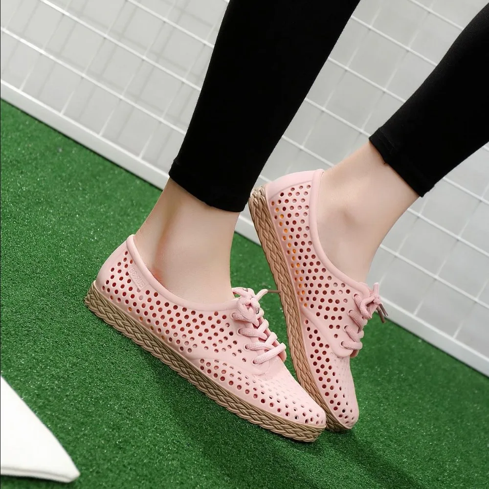 

Women Flat Jelly shoes lace Women Flat Sandals Lightweight shoes PU Casual summer beach Autumn strange Women Sandals