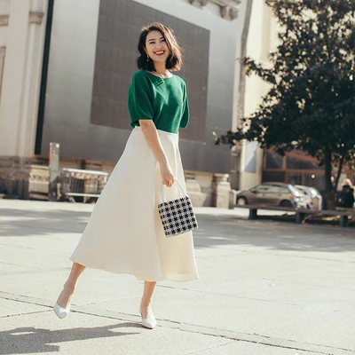 

Chic Woman Skirt 2019 Spring Summer Elegant Women Side Zipper High Waist A-line Long Skirts Female Black/White Faldas Mujer