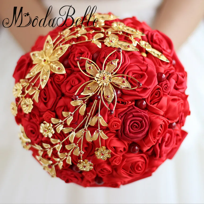 modabelle Chinese Style Red And Gold Wedding Bouquets