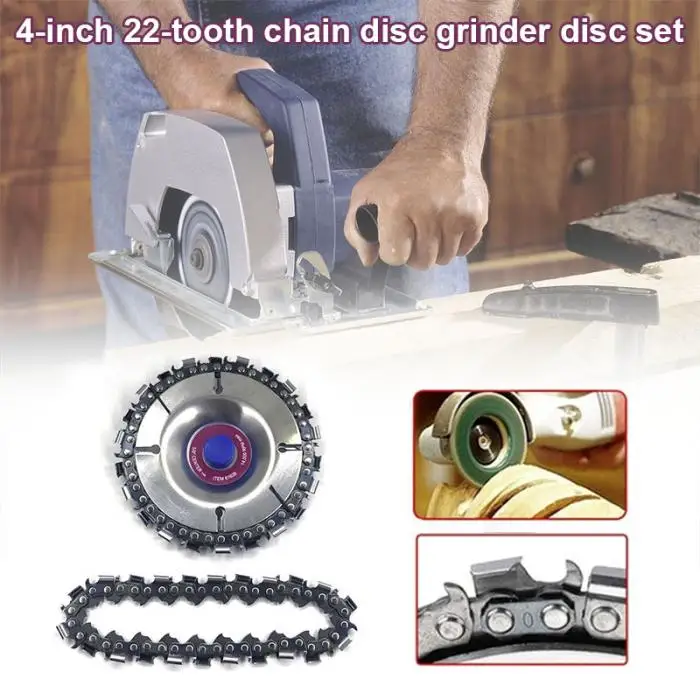 4 Inch 22 Teeth Chain Disc Arbor Wood Carving Disc for 100/115 Angle Grinder-M25