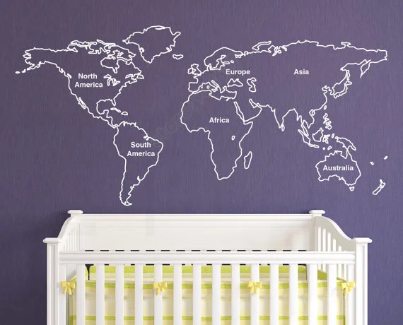 

Large World Map State Name Home Decor Living Room Removable Abstract World Map Wall Sticker For Bedroom B514
