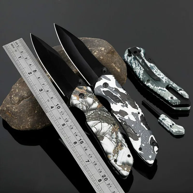 

Stainless steel multi-function survival wild survival folding knife outdoor tool Flint Camo knife