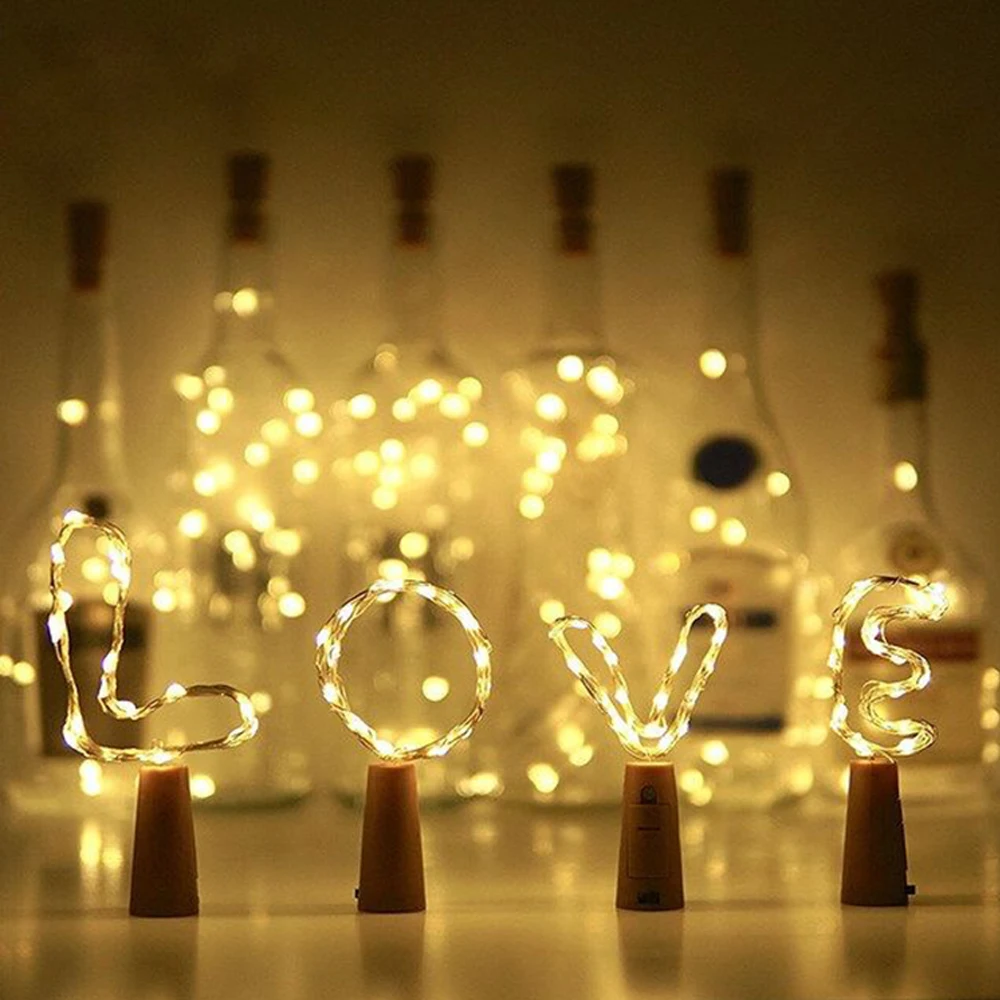 

NEW 15/20 LED Wine Bottle Lights Cork Battery Powered Garland DIY Christmas String Lights For Party Halloween Wedding Decoracion