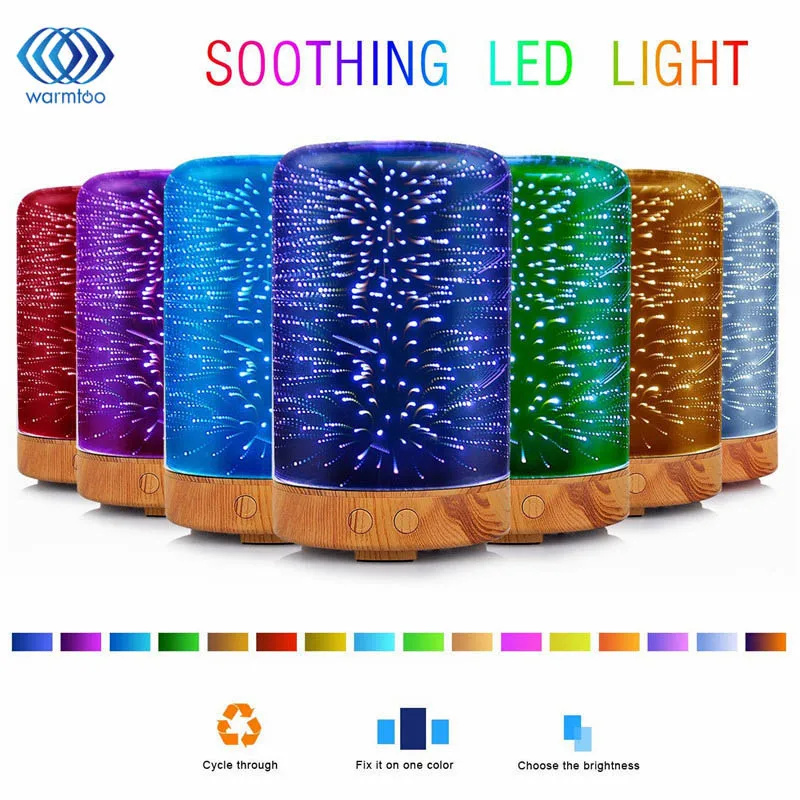 

3D Light Aromatherapy Diffuser 100ML 12W 110-240V Cylindrical Shape Star Style Cool Mist Humidifier Color Changing