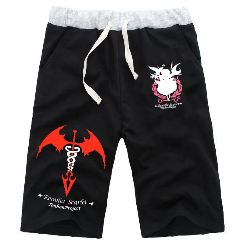 Аниме Touhou проект тренажерный зал Прямые шорты хлопок повседневное пляжное короткое брюки эластичные Wast спортивные брюки с карманами брюки на шнурке