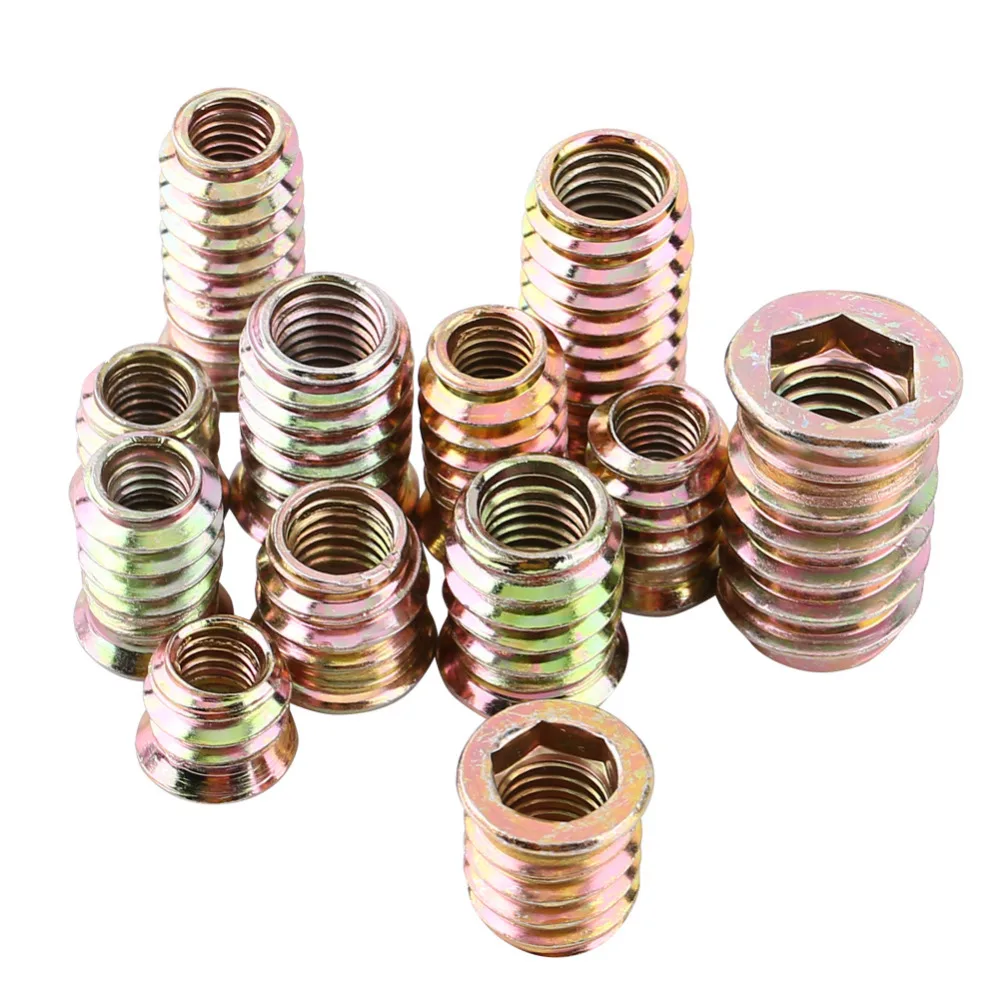 

20pcs/set M8 M10 Carbon Steel Hex Socket Drive Insert Nuts Threaded Nut Fastener Hardware For Wood Furniture