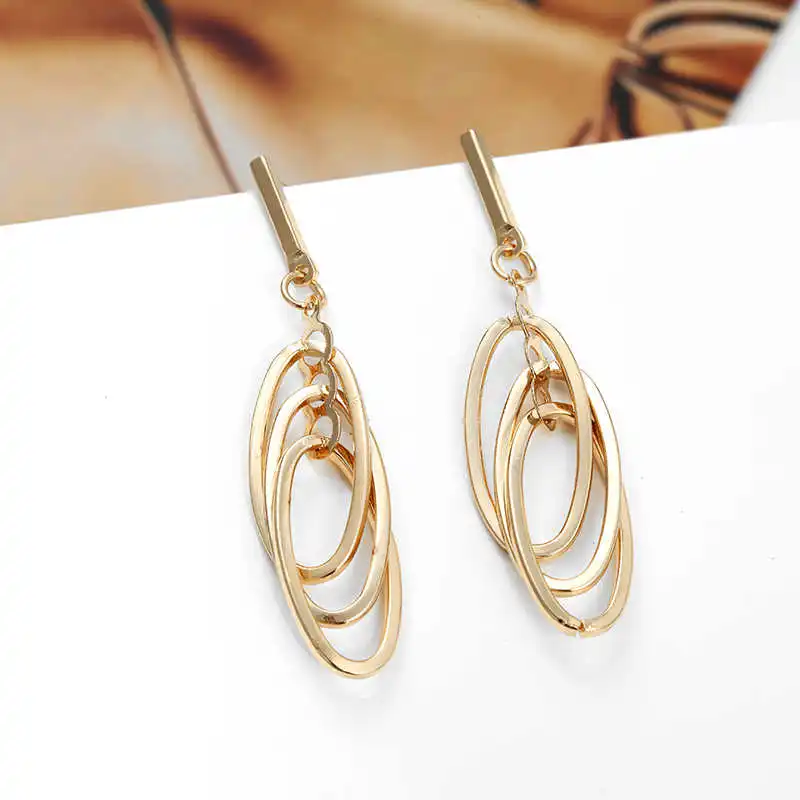 

Trendy Drop Earrings For Women Golden Silver Color Dangling Ear Jewelry Personalized Fashion Jewelry Wholesale and Dropshipping