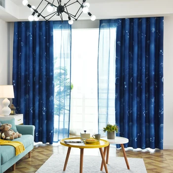 

American Style Blue Sky Children's Curtains for Bedroom Constellation Design Curtains for Living Room Window Treatments Curtain