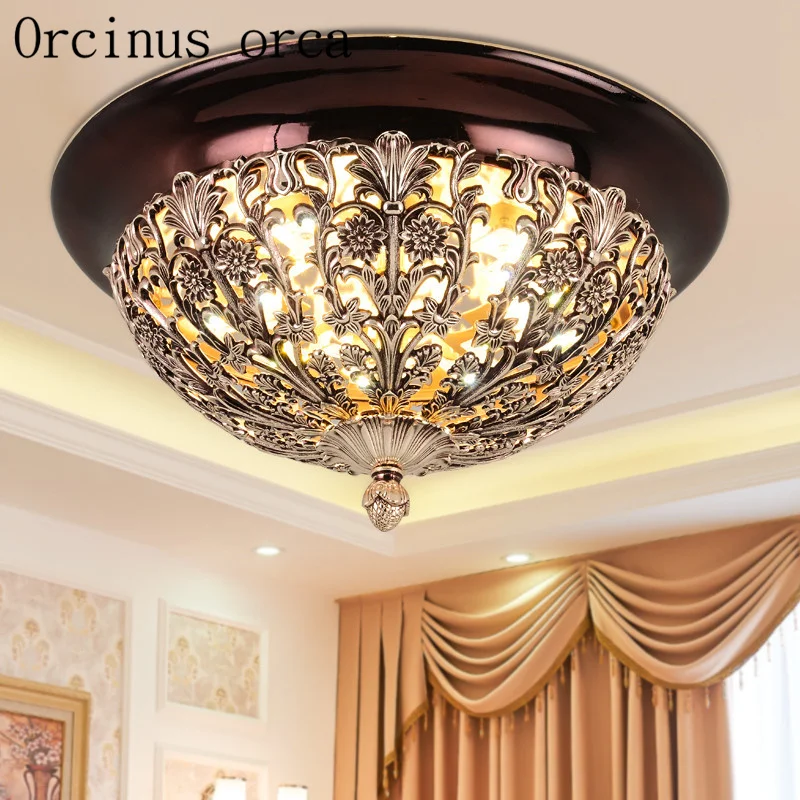 

European style round crystal ceiling lamp bedroom living room corridor balcony originality warm carving, ceiling lamp