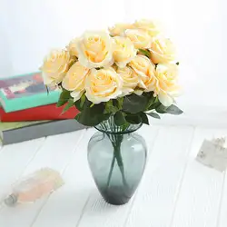 Красивые розы искусственные шелковые цветы 10 головок Малый букет цветов вечерние Весна Свадебные украшения Брак поддельные цветок