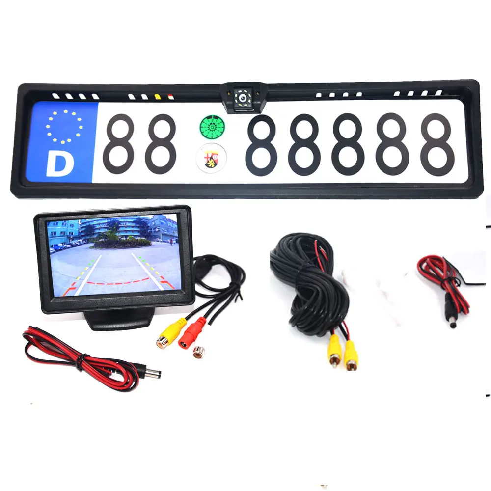 

4.3 TFT Car Monitor + Rear View Camera Waterproof EU European License Plate Frame Parktronic Reverse Night Vision Backup Camera