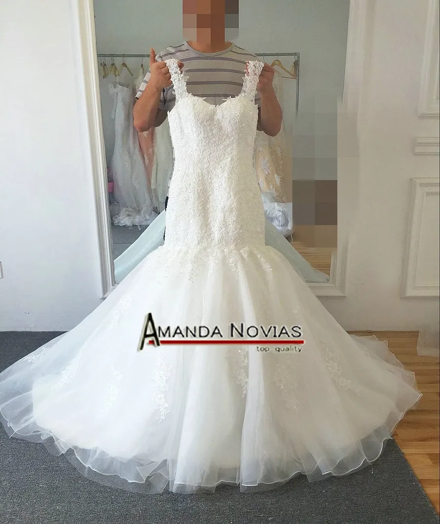 Высокое качество Кружева Русалка Свадебные платья Amanda Novias бренд