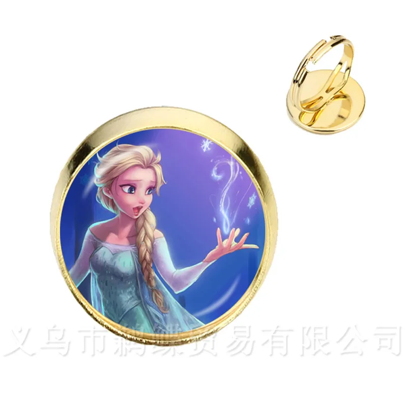

2018 New Marshmallow Rings Jewelry Glass Cabochon Princess Anna And Elsa Snow Queen Silver/Golden Plated Ring For Friends