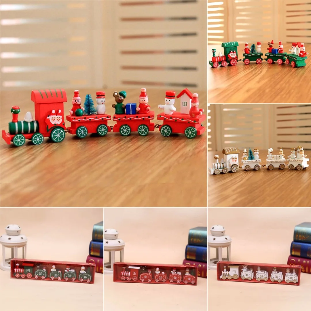 New Christmas Creative Wooden Train Santa Claus Festival Ornament Kids Gift Toy New 2 Color