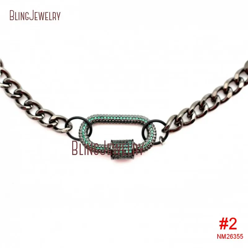 20190404-NM26353-micro pave screw clasp gunmetal plated chain necklace carabiner lock necklace_2