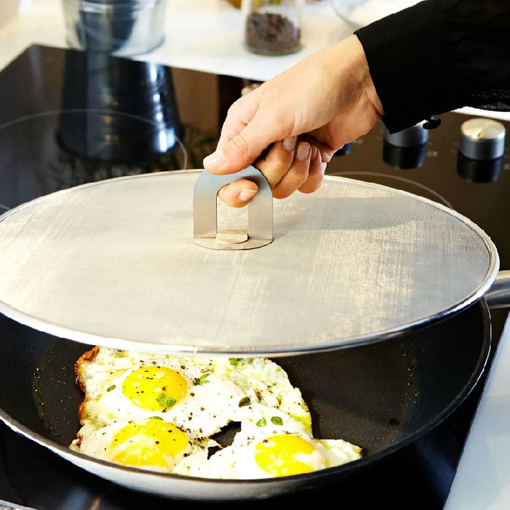 Нержавеющая сталь 33 см крышка для сковороды маслостойкая сковорода защита от брызг со складной ручкой кухонные инструменты, посуда