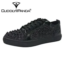 Приятная панда, мужские Модные панк-кроссовки, высокое качество, мужские Заклепки, весна-осень, микрофибра, Роскошные, для отдыха, вечерние, свадебные модельные туфли