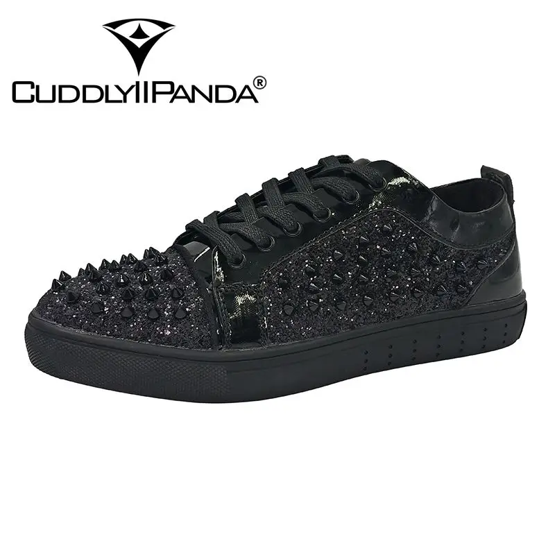 

CuddlyIIPanda Men Fashion Punk Sneakers Top Quality Men Rivets Spring Autumn Microfiber Luxury Leisure Party Weeding Dress Shoes