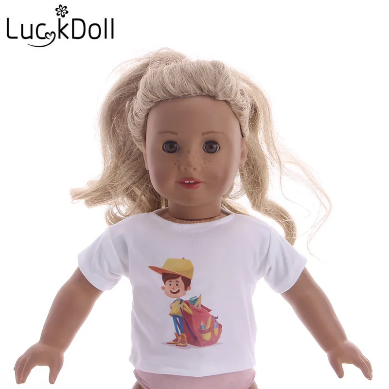 LUCKDOLL хлопковая Футболка Подходит для 18-дюймовые американская кукла Logan кукла мальчик одежда аксессуары игрушки для детей