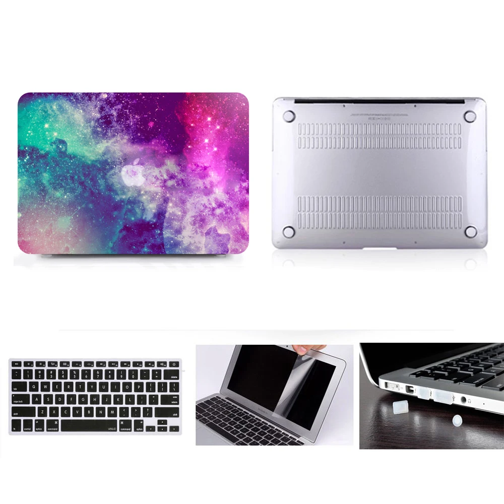 Жесткий чехол для MacBook 13 Air Pro Reitna Touchbar 11 12 15 жесткий + клавиатуры защита экрана