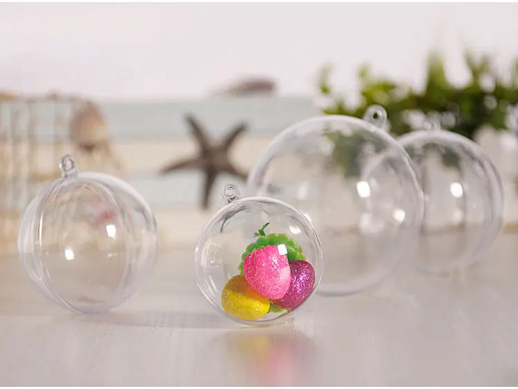 

20pcs 10cm Ball Clear Plastic Ball for Flower Preservation Container Candy Box Transparent Hollow Sphere Hanging Decor