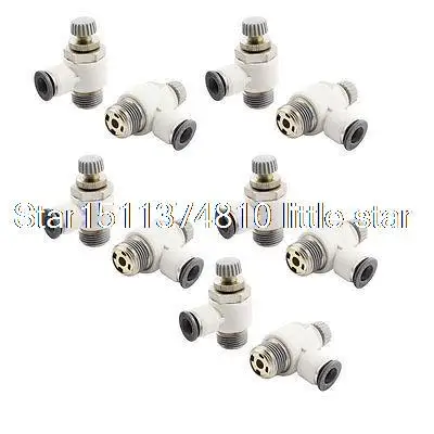 

10Pcs SL8-03 3/8 PT Male 8mm Tube Pneumatic Flow Control Valves