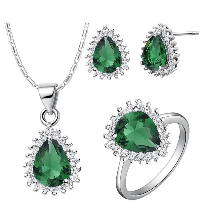 

Pendant necklace Earrings ring 925 silver suits suit and teardrop shaped suit for women sterling-silver- brinco grade