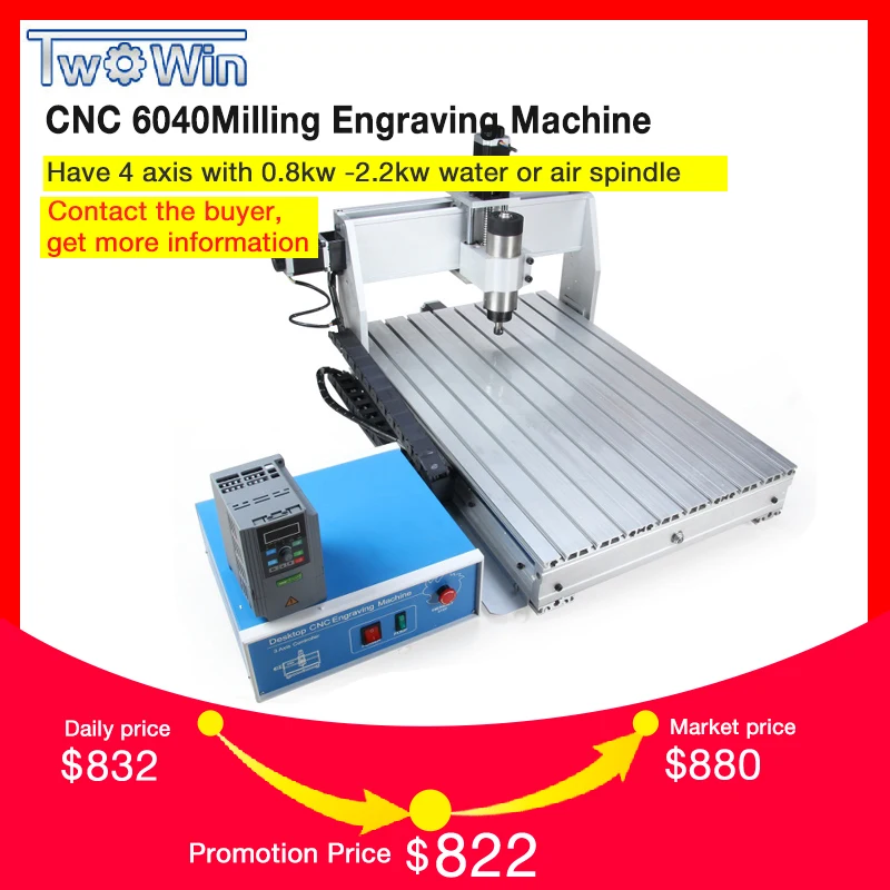 

800W ,1.5kw, 2.2kw CNC 6040 Three-axis CNC Router Engraver Engraving Milling Drilling Cutting Machine +Control box