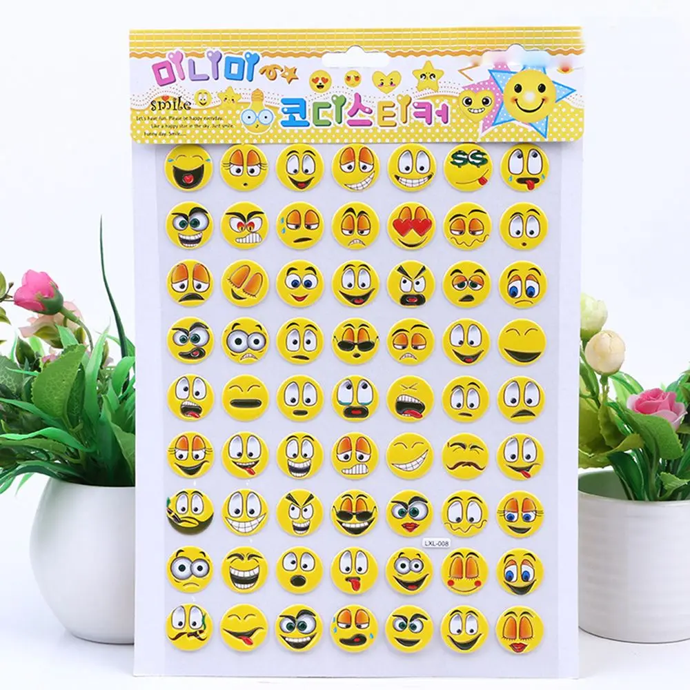 

1Sheet Popular Cute Big Puffy Bubble Emoji Smile Face Heart Moon Animal Stickers Cartoon Scrapbook Refrigerator Stickers 20*29cm