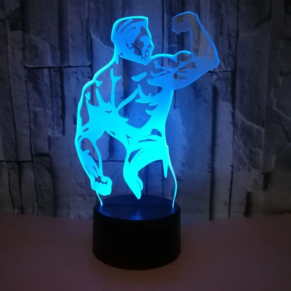 

Colorful Touch Remote Control Muscle 3d Visual Lamp Creative Gift Small Table Lamp Bodybuilders 3d Led Night Light