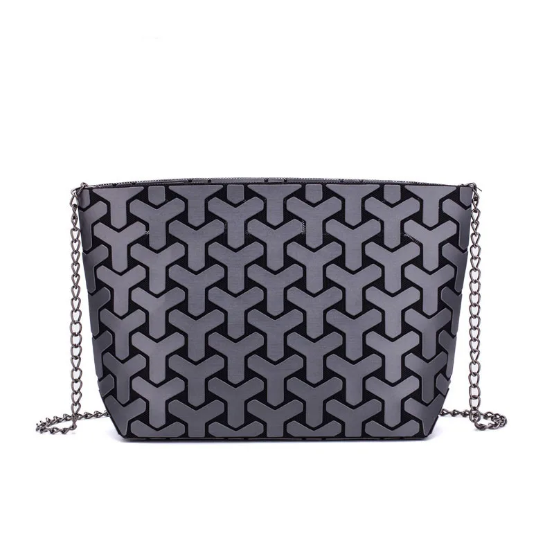 

2019 Fashion Matte Women Chain Shoulder Bag Geometry Luminous Handbag Clutch For Girls Folding Messenger Bag Bolsa Feminina