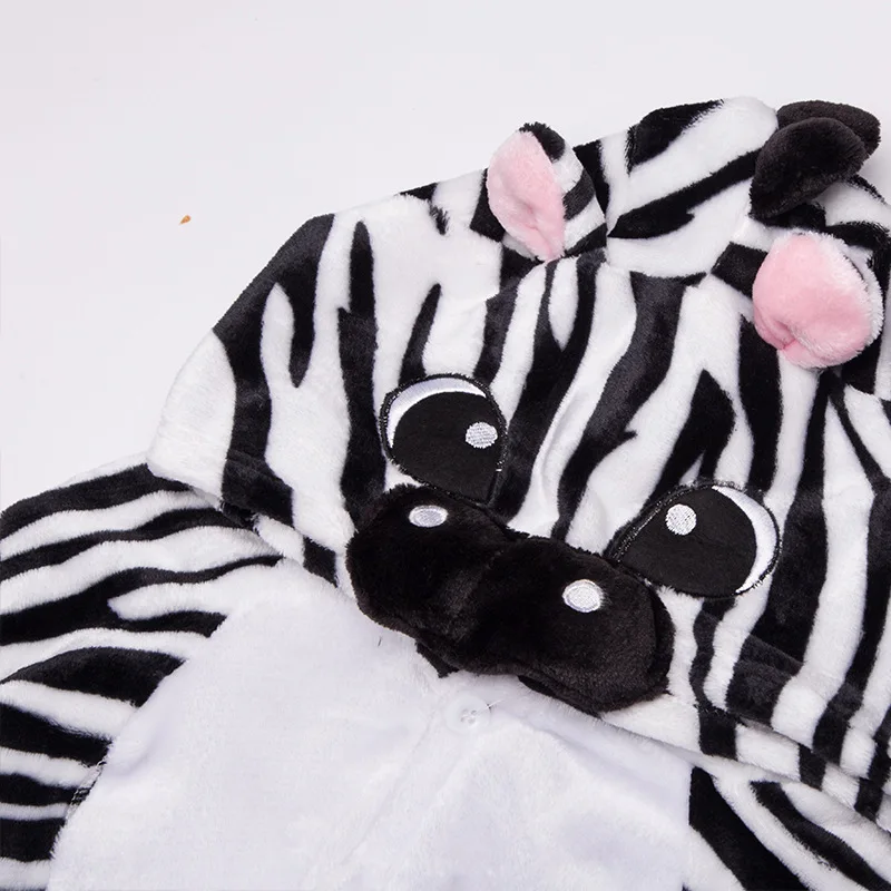 Kopen Zebra Pyjama Pak Voor Kids Animal Onesie Winter Warm Flanel Nachtkleding Hooded Anime Kigurumi Cosplay Kostuum Party Leuke Fantasie