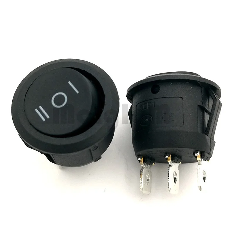 200pcs Round Boat Rocker Switch 6A 250V AC / 10A 125V ON/OFF 20mm Diameter Snap in Black 3 Pin Way Switches position | Обустройство