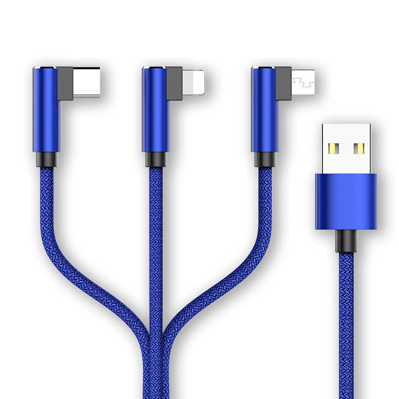 Koop L Type 3 in 1 Micro USB Type C Kabel 90 Graden Elleboog USB C Type C Kabel voor Samsung galaxy S9 S8 Plus Charger Kabel voor iPhone X