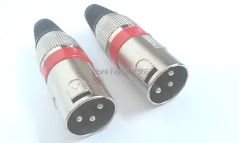 

2pcs RED 3 pin XLR Audio Cable Connector MIC Male Plug