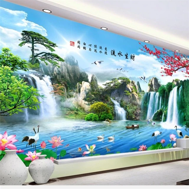 beibehang custom wallpapers 3d waterfalls waterworks living room tv custom water works