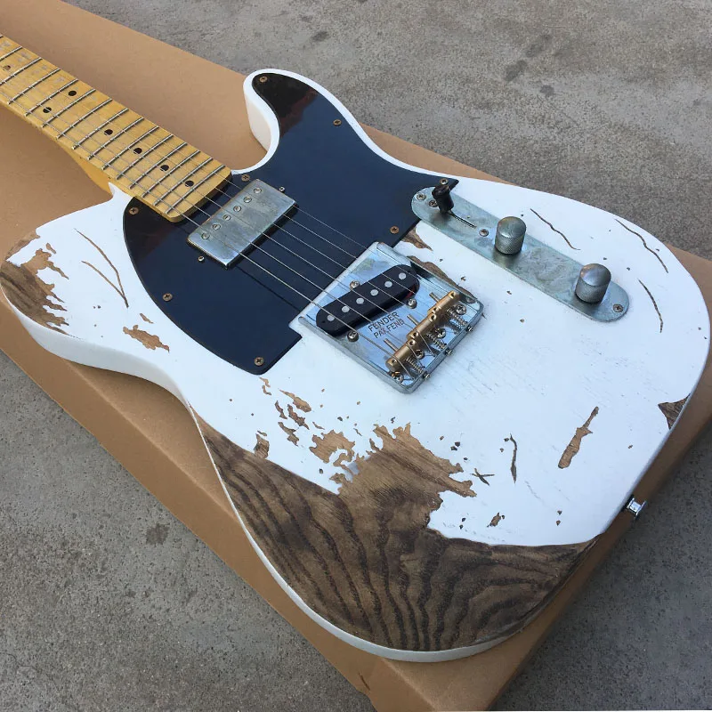 Тяжелая Реликвия Электрогитара Telecaster Электрогитара 6 струн Elm тела клен шеи Любой цвет