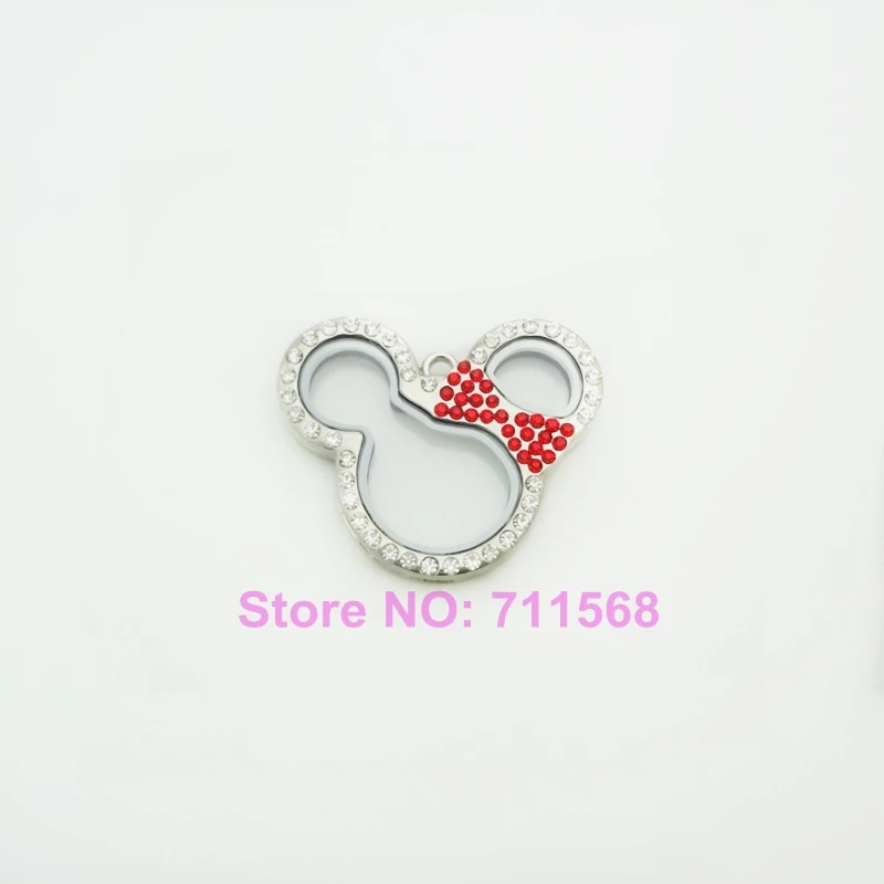 

48mm Crystal Minnie Floating Locket Pendant With Magnetic And Glass Memory Locket 10PCS/Lot