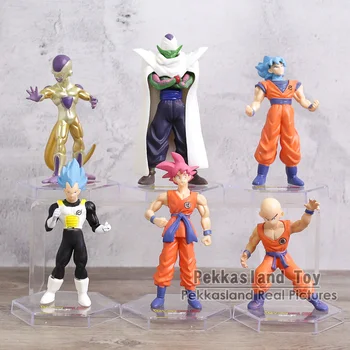 

Dragon Ball Z Super Saiyan God Red Blue Hair Goku Vegeta Krillin Piccolo Freeza PVC Figures Toys 6pcs/set