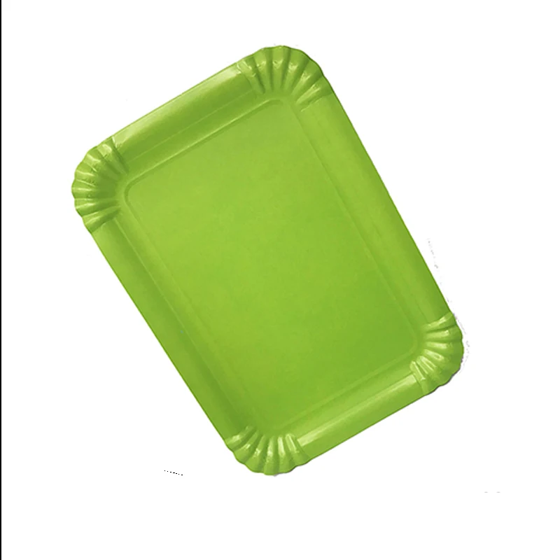 

10pcs/pcs Light Green color themed rectangle paper plates solid color disposable plates Green themed plates party decorations