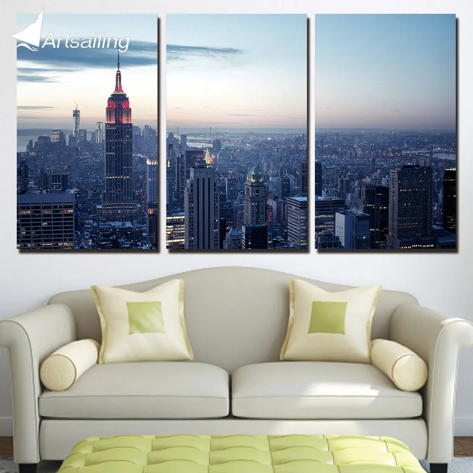 3 Panels Canvas Art Cityscape Buildings Home Decoration Wall Painting Prints Pictures for Living Room Poster XA-1044B | Дом и сад